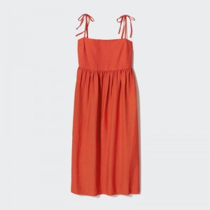 Uniqlo Linen Blend Camisole Women Dress Orange US | NMQW-94832