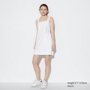 Uniqlo Linen Blend Mini (Sleeveless) Women Dress White US | DABR-90517