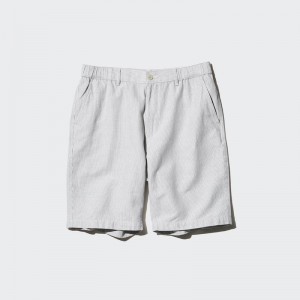 Uniqlo Linen Blend (Stripe) Men Shorts Grey US | XQGU-47913