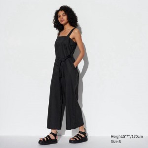 Uniqlo Linen Blend Women Jumpsuit Black US | NMJR-98510