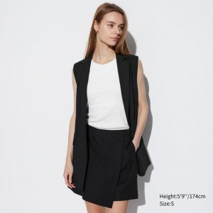 Uniqlo Linen Blend Women Skirts Black US | VCIH-85094