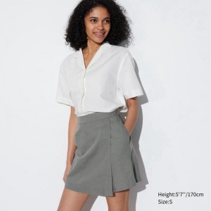 Uniqlo Linen Blend Women Skirts Olive US | YFVA-21974