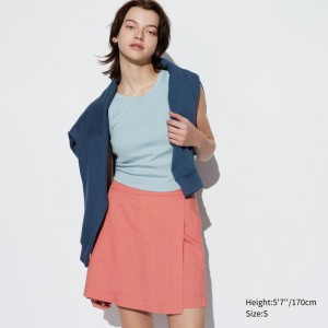 Uniqlo Linen Blend Women Skirts Orange US | QTFR-64102