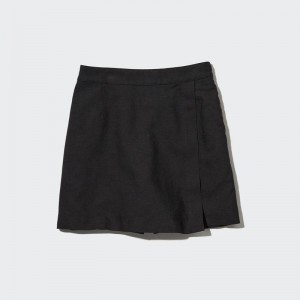 Uniqlo Linen Blend Women Skorts Black US | CPYK-48105