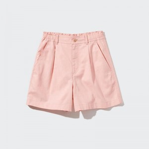 Uniqlo Linen Cotton Blend Women Shorts Pink US | UAQJ-03452