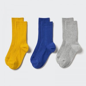 Uniqlo (Logo, 3 Pairs) Kids' Socks Yellow US | ZFAR-81264