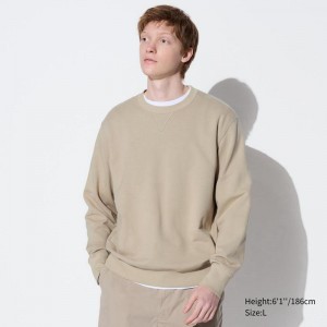 Uniqlo Men Sweatshirt Beige US | JVUS-02193