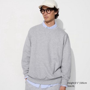 Uniqlo Men Sweatshirt Grey US | QJMB-92183