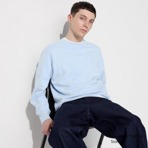 Uniqlo Men Sweatshirt Light Blue US | IFRJ-63278