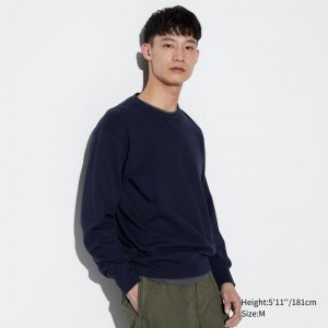 Uniqlo Men Sweatshirt Navy US | IVQK-51762