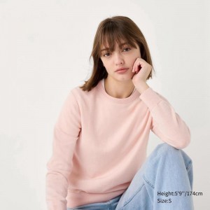 Uniqlo Merino Crew Neck Women Jumper Pink US | NMJX-73851