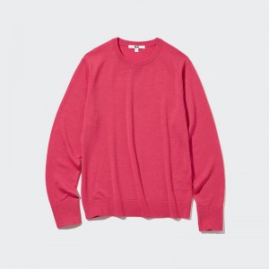 Uniqlo Merino Crew Neck Women Jumper Red US | QUJS-10748