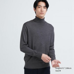 Uniqlo Merino Men Jumper Grey US | DRJC-79560