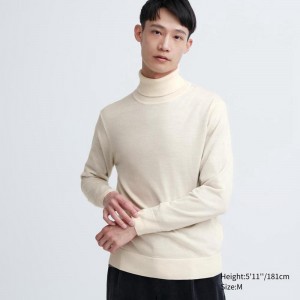 Uniqlo Merino Men Jumper Off White US | NVDT-25139