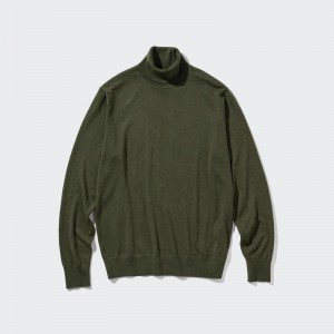 Uniqlo Merino Men Jumper Olive US | PWKH-79051