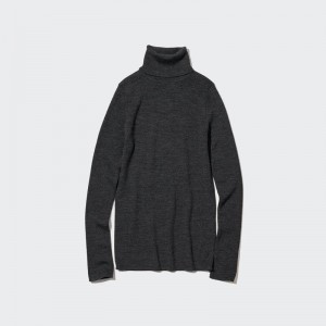 Uniqlo Merino Ribbed Women Jumper Dark Grey US | PVZK-50143