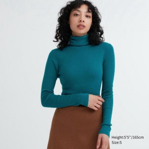 Uniqlo Merino Ribbed Women Jumper Green US | IFBU-02513