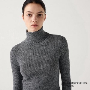 Uniqlo Merino Ribbed Women Jumper Grey US | VHQF-67430