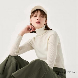 Uniqlo Merino Ribbed Women Jumper Off White US | IVSJ-35270