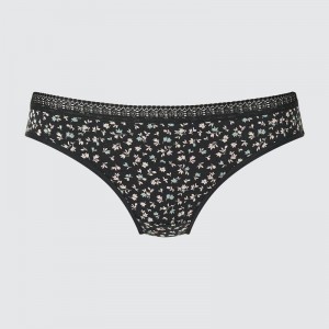 Uniqlo Mid Rise (Flowers) Women Briefs Black US | ADCU-24681