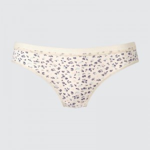 Uniqlo Mid Rise (Flowers) Women Briefs Off White US | YUBR-09475