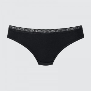 Uniqlo Mid Rise (Lace) Women Briefs Black US | OQBE-21759