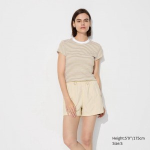 Uniqlo Mini (Stripe) Women T-Shirts Beige US | CWLJ-79801