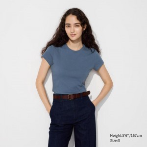 Uniqlo Mini Women T-Shirts Blue US | EISM-37860