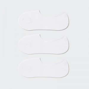 Uniqlo No-Show (3 Pairs) Women Socks Tights White US | VOCF-83057