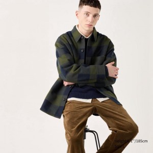 Uniqlo Overshirt Men Jackets Olive US | IZOE-68105