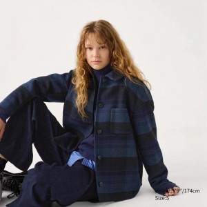 Uniqlo Oversized Short Women Jackets Blue US | TONS-13028