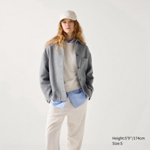 Uniqlo Oversized Short Women Jackets Grey US | BEWL-93854