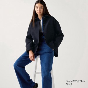 Uniqlo Oversized Short Women Jackets Navy US | TNCA-43976