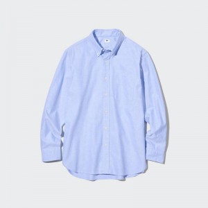 Uniqlo Oxford Men Shirts Blue US | LSJF-53180