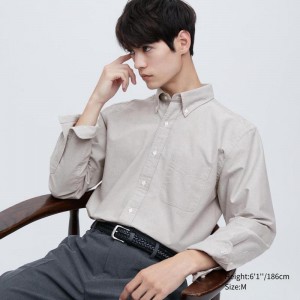 Uniqlo Oxford Men Shirts Grey US | DNRY-62539