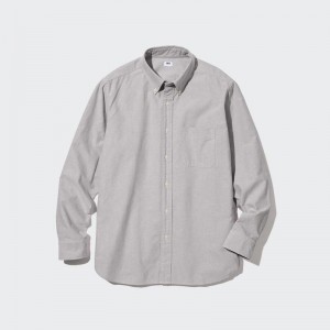 Uniqlo Oxford (Regular Fit) Men Shirts Grey US | FUZW-02168