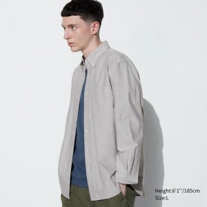 Uniqlo Oxford (Regular Fit) Men Shirts Grey US | IDAJ-97281