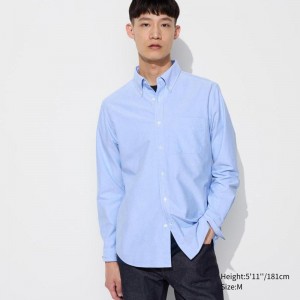 Uniqlo Oxford (Slim Fit) Men Shirts Blue US | GXWA-05438