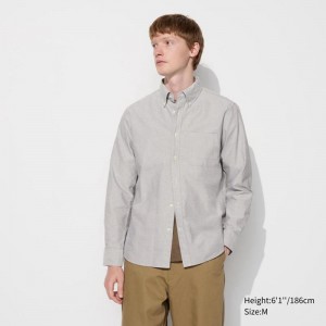 Uniqlo Oxford (Slim Fit) Men Shirts Grey US | BXDA-03674