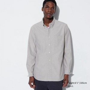 Uniqlo Oxford (Slim Fit) Men Shirts Grey US | KRBE-79412