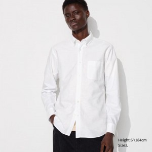 Uniqlo Oxford (Slim Fit) Men Shirts Off White US | IERU-39178