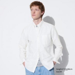 Uniqlo Oxford (Slim Fit) Men Shirts Off White US | AXVY-58427