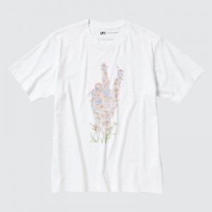 Uniqlo PEACE FOR ALL Graphic (Jonathan Anderson) Men T-Shirt White US | WCNH-02548