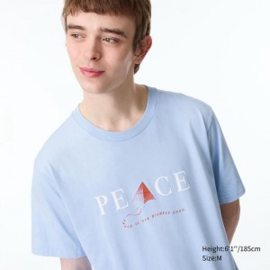 Uniqlo PEACE FOR ALL Graphic (Khaled Hosseini) Women T-Shirts Light Blue US | UHER-28510