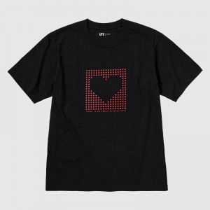 Uniqlo PEACE FOR ALL Graphic (Rei Inamoto) Men T-Shirt Black US | UGVE-17526