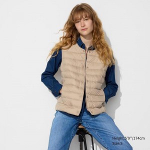 Uniqlo PUFFERTECH Compact Women Vest Beige US | LQZR-59471