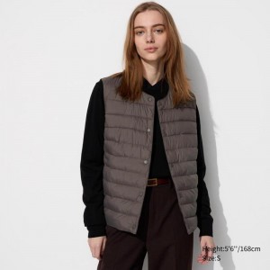 Uniqlo PUFFERTECH Compact Women Vest Brown US | IEMJ-08365