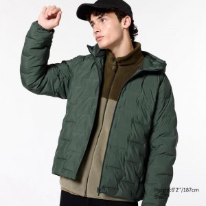 Uniqlo PUFFERTECH Men Parka Dark Green US | ANLR-14958