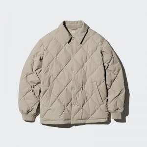 Uniqlo PUFFERTECH Quilted Men Jackets Beige US | UNBX-96720