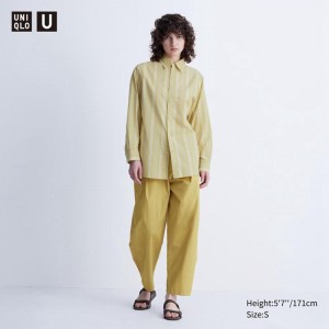 Uniqlo Parachute Cropped (Long) Women Trousers Yellow US | ISVZ-72145